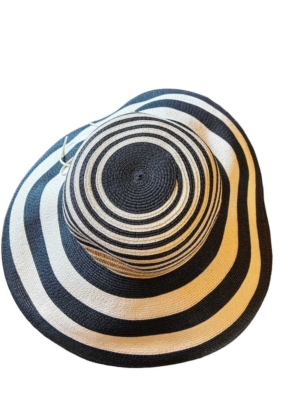 NWT Laundry by Shelli Segal 17” Oversized Wide Brim Sun Hat Navy White - Picture 3 of 6
